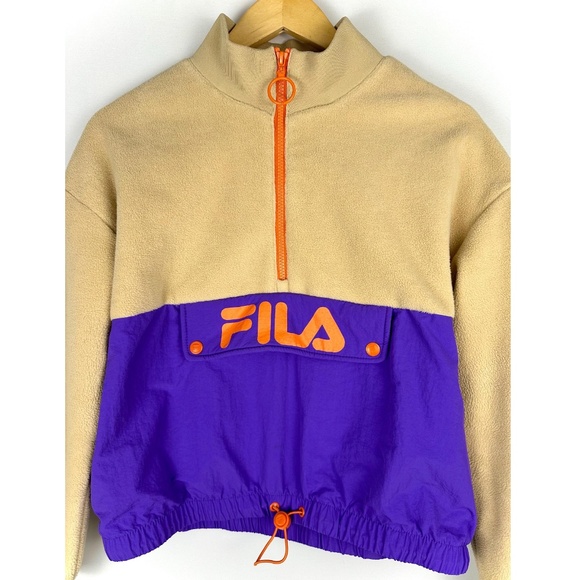 FILA Athletic Long Sleeved Half Zip Teddy Bear Fleece Windbreaker Sweater - XS - Picture 5 of 6